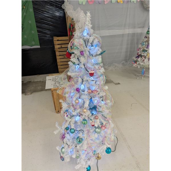 6’ White Decorated Christmas Tree w/ Lights