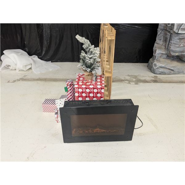 Electric Fireplace (no remote), Fake Gifts, Mini Tree