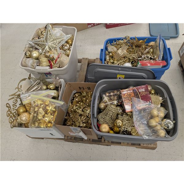 Large Lot of Gold Coloured Christmas Décor