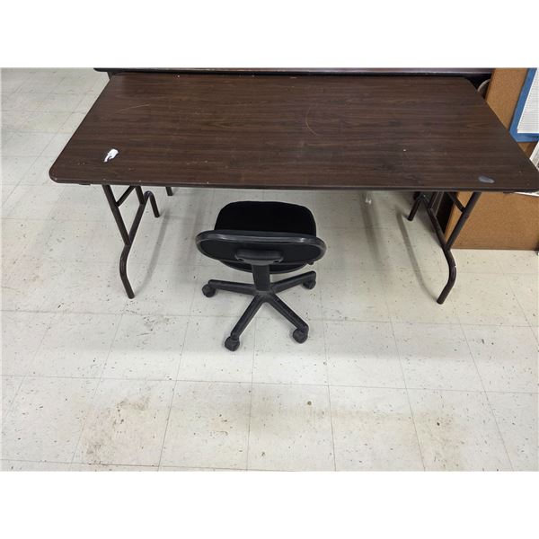 Foldable Table & Rolling Chair – 60”x 30”x 29”H