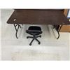 Image 1 : Foldable Table & Rolling Chair – 60”x 30”x 29”H