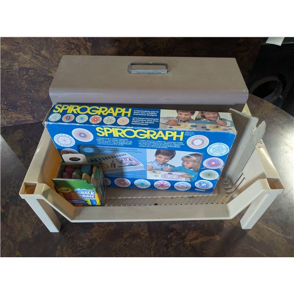 Vintage Spirograph, Sidewalk Chalk, Metal Storage Box, etc.