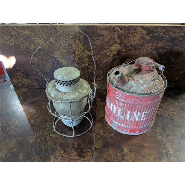 Vintage/Antique CNR Lantern & 1-Gal Gas Can