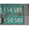 Image 2 : (2) Pairs Vintage Saskatchewan License Plates (1969)