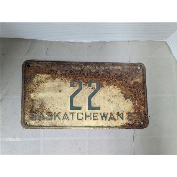 1953 Saskatchewan Trailer Plate #22