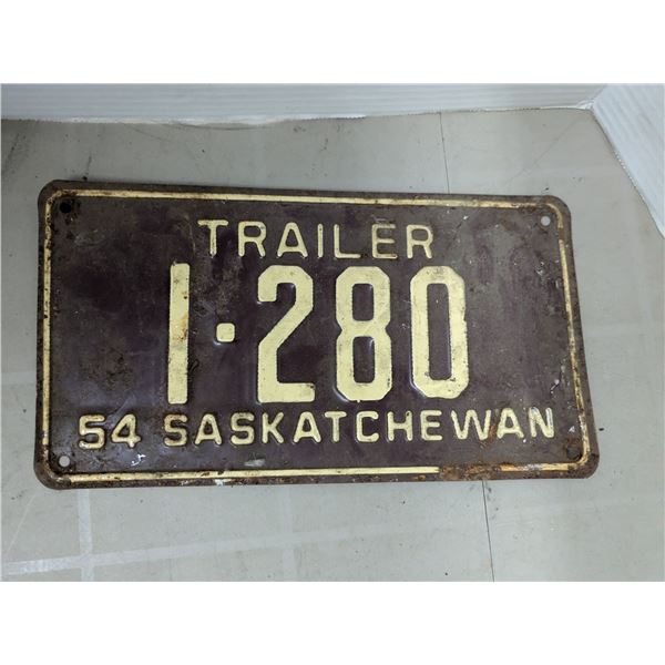 1954 Saskatchewan Trailer Plate #1-280