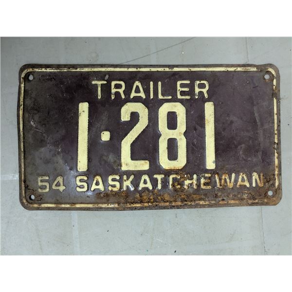1954 Saskatchewan Trailer Plate #1-281