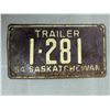 Image 1 : 1954 Saskatchewan Trailer Plate #1-281