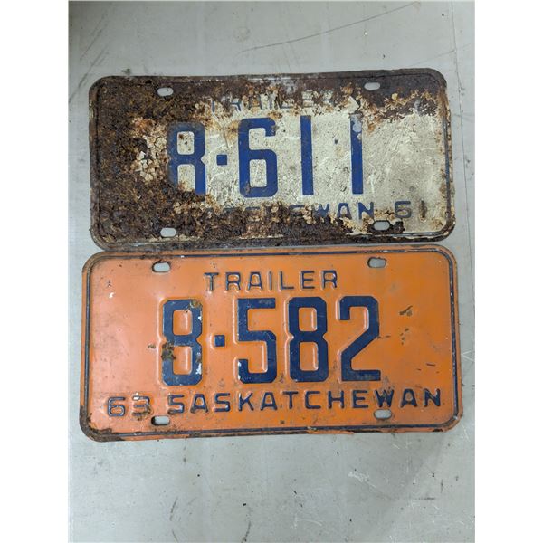 1961 & 1963 Saskatchewan Trailer Plates