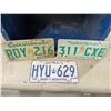 Image 2 : 1973 Ontario License Plate, (2) Modern Saskatchewan License Plates, Blue Recycle Bin