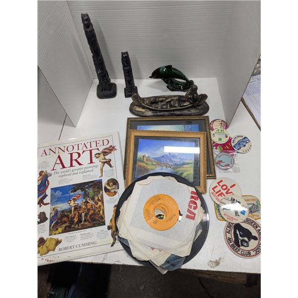 Misc. Lot – Household Décor, Vinyl Records, Art Book, etc.
