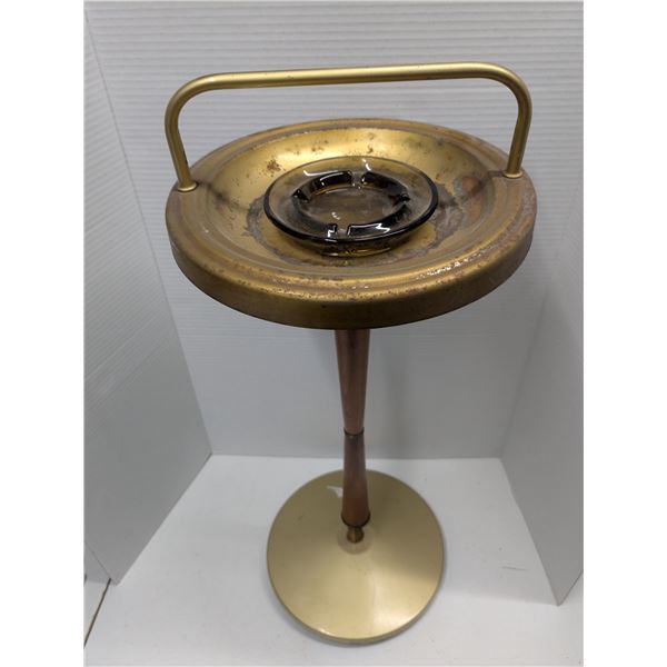 Vintage Pedestal Ashtray Stand w/ Small Glass Ashtray