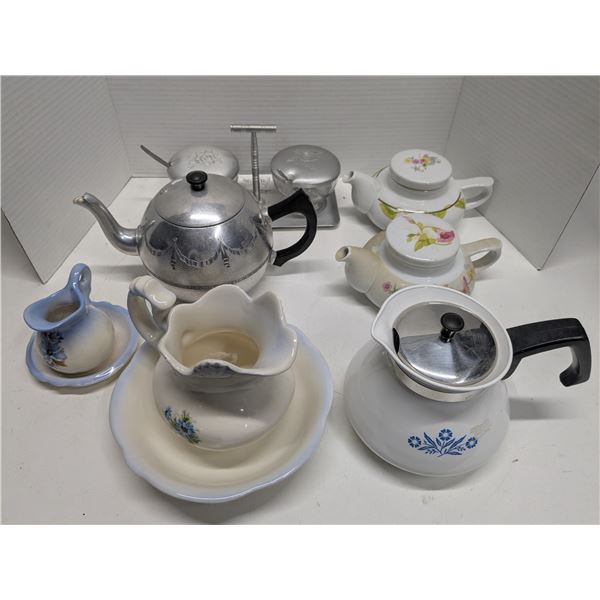 Vintage Corning Ware 6-Cup Stovetop Kettle, Vintage Teapots, Creamer, etc.