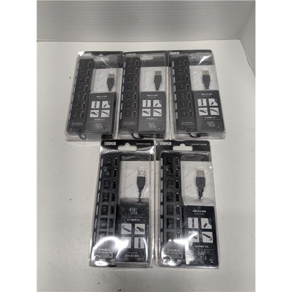 (5) NEW 7-port USB Hubs in Sealed Package
