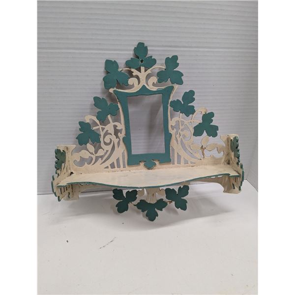 Vintage Handmade Balsa Wood Picture Frame Shelf