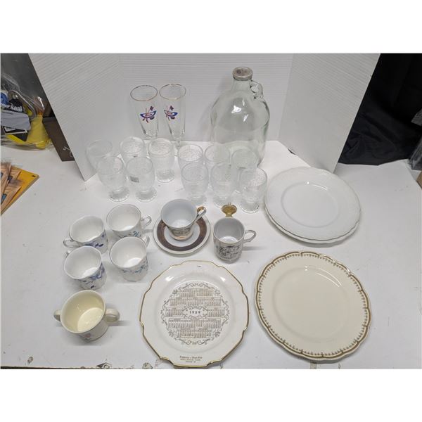 Lot of Assorted Glassware and Chinaware inc. 1959 Shellbrook, SK Calendar Plate