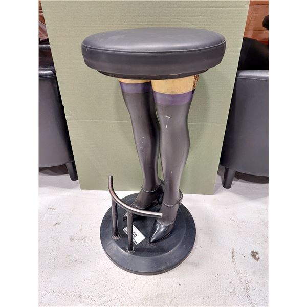 TABOURET DE BAR "JAMBES DE FEMME" SIÈGE SIMILICUIR NOIR