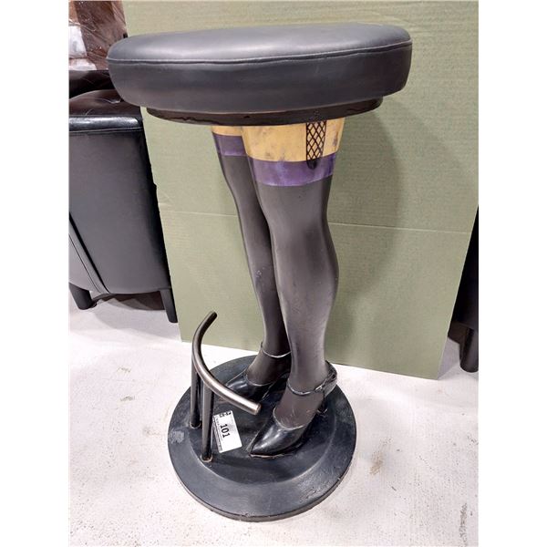TABOURET DE BAR "JAMBES DE FEMME" SIÈGE SIMILICUIR NOIR