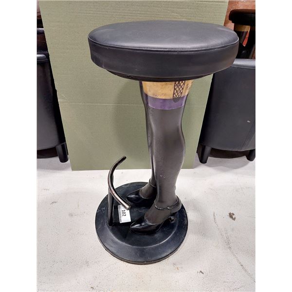 TABOURET DE BAR "JAMBES DE FEMME" SIÈGE SIMILICUIR NOIR
