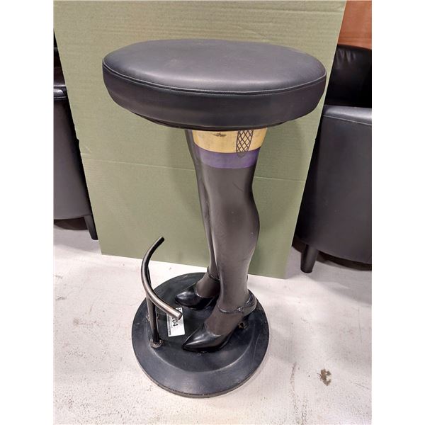 TABOURET DE BAR "JAMBES DE FEMME" SIÈGE SIMILICUIR NOIR
