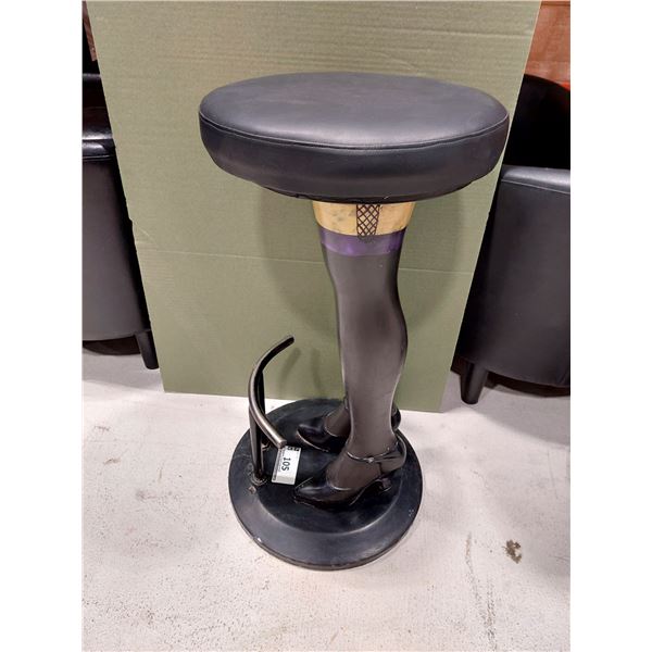 TABOURET DE BAR "JAMBES DE FEMME" SIÈGE SIMILICUIR NOIR