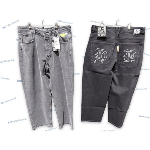 LOT DE 2 JEANS HOMEBOY ASSORTIS NOIR ET GRIS GRANDEUR: 34X32 GOTHIC DENIM, (NEUFS)