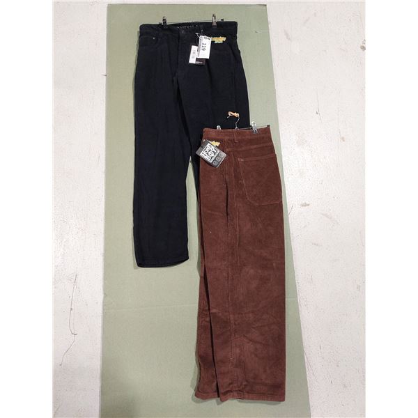 LOT DE 2 PANTALONS HOMEBOY VELOURS CÔTELÉ ASSORTIS NOIR GRANDEUR: 34X34 ET BRUN GRANDEUR: 34X32 XTRA
