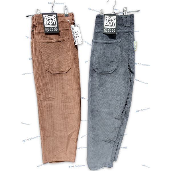 LOT DE 2 PANTALONS HOMEBOY VELOURS CÔTELÉ ASSORTIS BRUN ET GRIS FONCÉ GRANDEUR: 30X32 XTRA MONSTER C