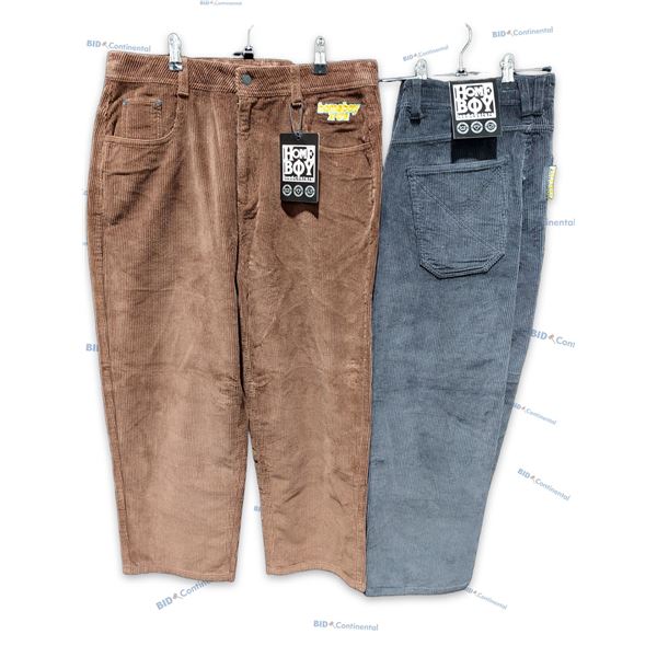 LOT DE 2 PANTALONS HOMEBOY VELOURS CÔTELÉ ASSORTIS BRUN ET GRIS FONCÉ GRANDEUR: 30X32 XTRA MONSTER C