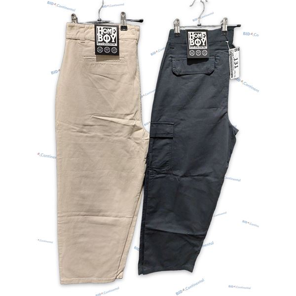 LOT DE 2 PANTALONS HOMEBOY ASSORTIS CARGO NOIR ET CHINO BEIGE GRANDEUR: 34X32 XTRA MONSTER CARGO ET 