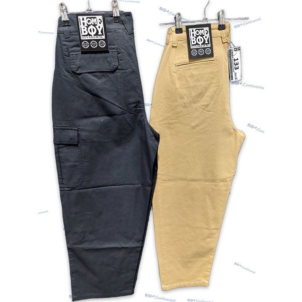 LOT DE 2 PANTALONS HOMEBOY ASSORTIS CARGO NOIR ET CHINO CARAMEL GRANDEUR: 30X32 XTRA MONSTER CARGO E