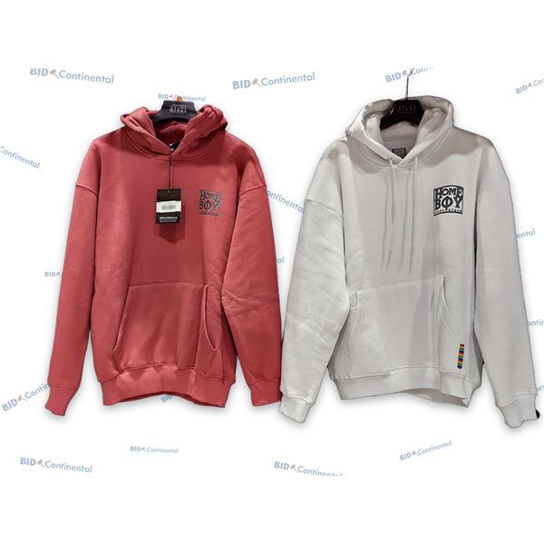 LOT DE 2 CHANDAILS À CAPUCHE HOMEBOY ASSORTIS BLANC GRANDEUR: M ET ITALIAN WINE GRANDEUR: M OLD SCHO