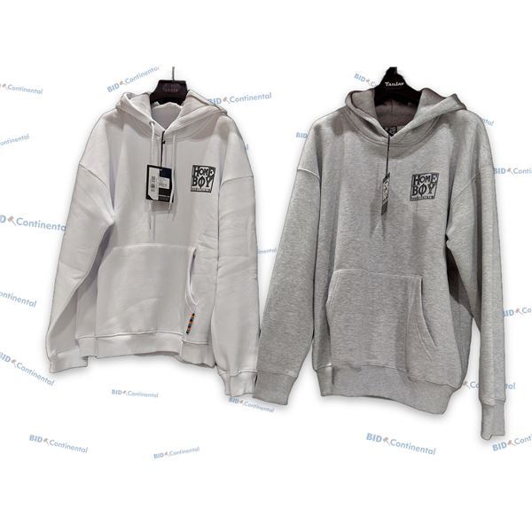 LOT DE 2 CHANDAILS À CAPUCHE HOMEBOY ASSORTIS BLANC GRANDEUR: L ET GRIS GRANDEUR: L OLD SCHOOL HOODI