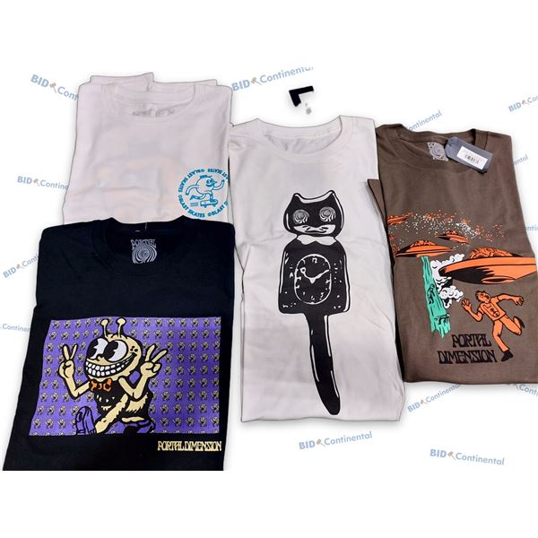 LOT DE 4 T-SHIRTS BLAST SKATES ET PORTAL DIMENSION ASSORTIS GRANDEUR: L, (NEUFS)