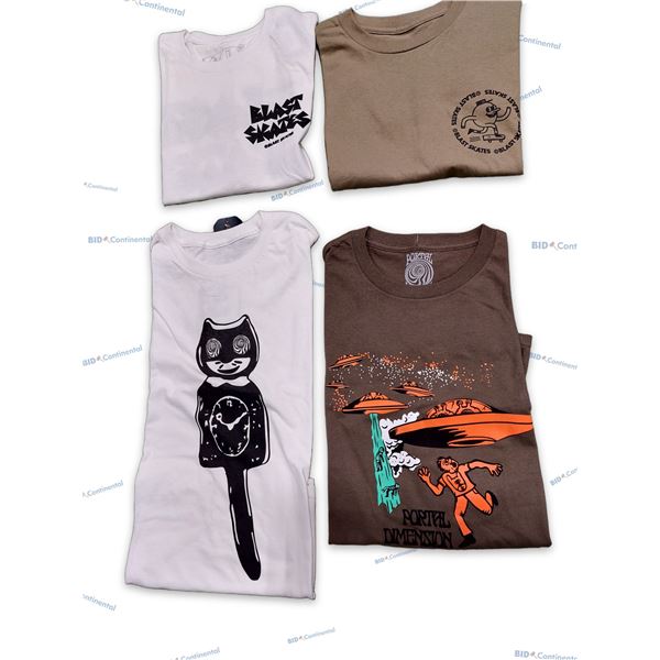 LOT DE 4 T-SHIRTS BLAST SKATES ET PORTAL DIMENSION ASSORTIS GRANDEUR: XL, (NEUFS)