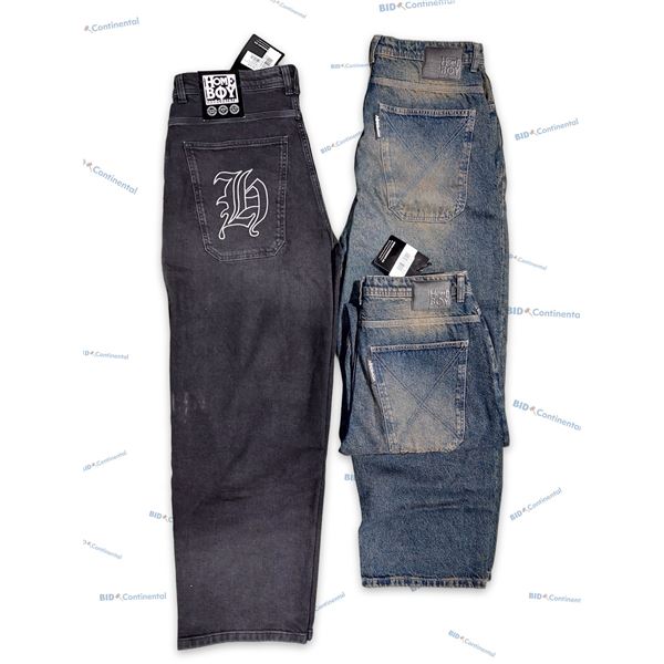 LOT DE 3 JEANS HOMEBOY ASSORTIS BLEU DÉLAVÉ SABLE ET GRIS FONCÉ GOTHIC GRANDEUR: 36X34, (NEUFS)