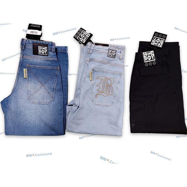 LOT DE 3 JEANS ET PANTALON CARGO 28X32 HOME BOY THE ORIGINAL BAGGY, (NEUFS)