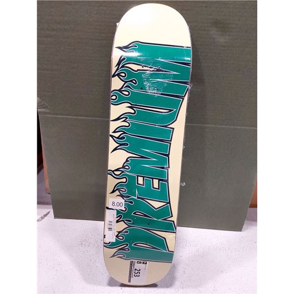 PLANCHE DE SKATE 8.0 X 31.70 PREMIUM SKATEBOARDS BURN GREEN, (NEUVE)