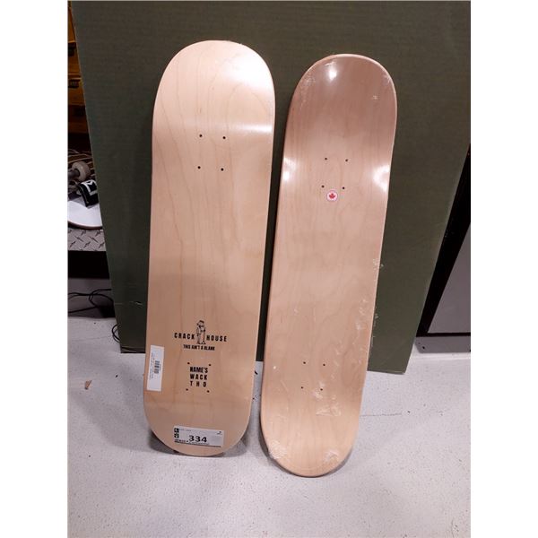 LOT DE 2 PLANCHES DE SKATE 8.5 X 32 CRACK HOUSE THIS AIN'T A BLANK NATURELLE, (NEUVES)