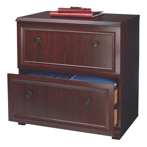 Realspace Broadstreet 30"W Lateral 2-Drawer File Cabinet, Cherry ($243.99 Retail)