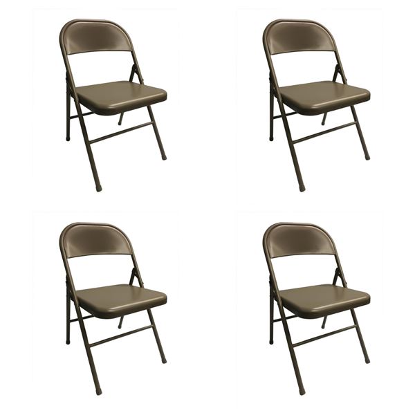 Realspace Metal Folding Chairs, Tan, Set of 4 ($129.99 Retail)