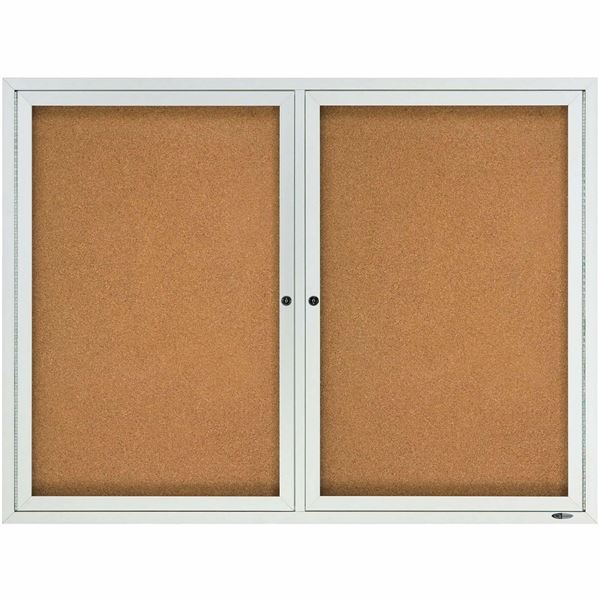 Quartet Enclosed Cork Bulletin Board, 48" x 36", 2-Door ($799.99 Retail)