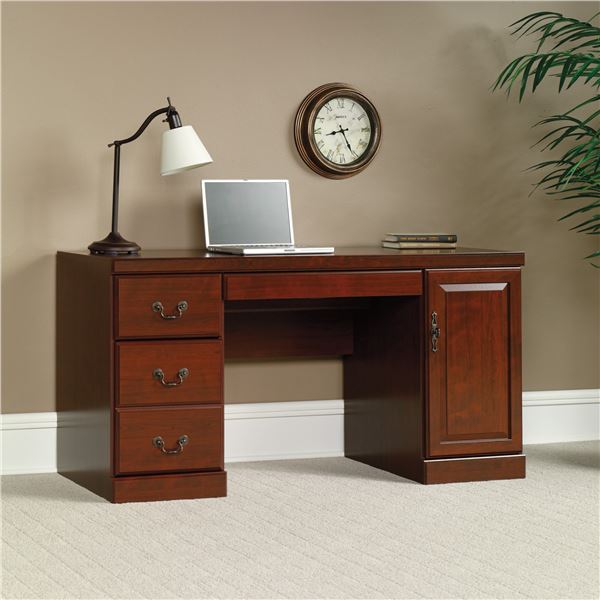 Sauder Heritage Hill 59-1/8"W Computer Credenza, Classic Cherry ($319.99 Retail)