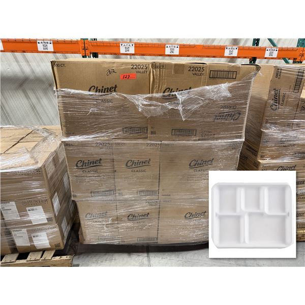 Qty 11,000 Chinet Classic 5-Compartment Trays, 8.5" x 10.5", White ($3,383.38 Retail)