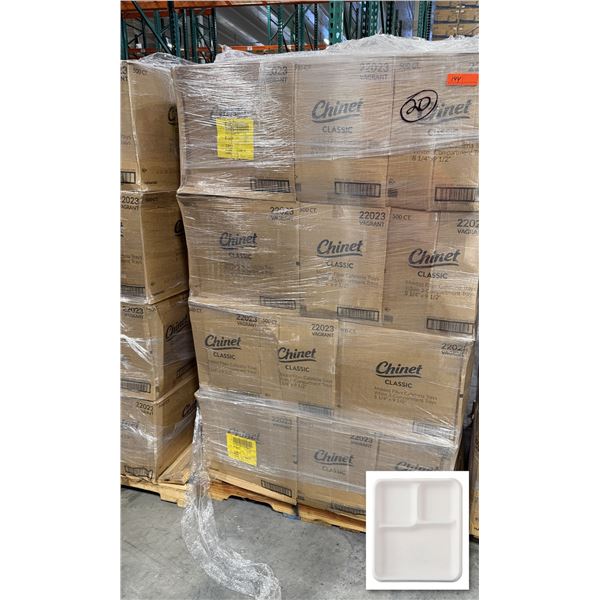 Qty 10,000 Chinet Classic 3-Compartment Trays, 8.25" x 9.5", White ($2,391.80 Retail)