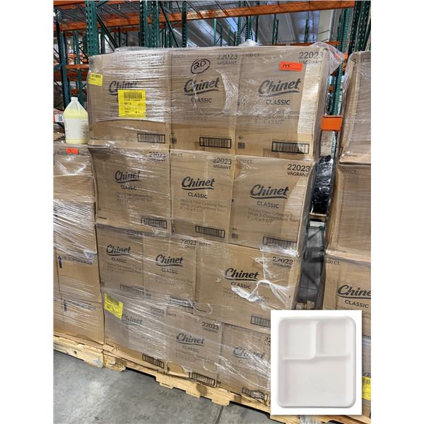 Qty 10,500 Chinet Classic 3-Compartment Trays, 8.25" x 9.5", White ($2,511.39 Retail)