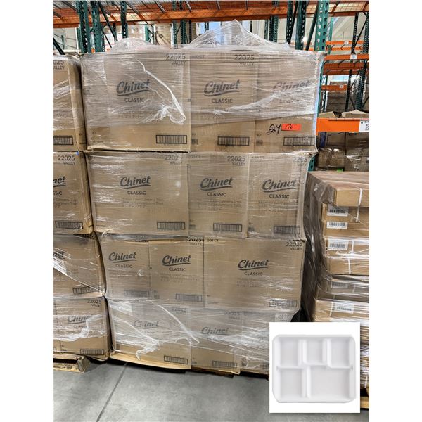 Qty 12,000 Chinet Classic 5-Compartment Trays, 8.5" x 10.5", White ($3,690.96 Retail)