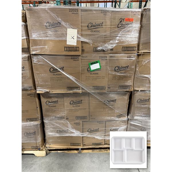 Qty 12,000 Chinet Classic 5-Compartment Trays, 8.5" x 10.5", White ($3,690.96 Retail)