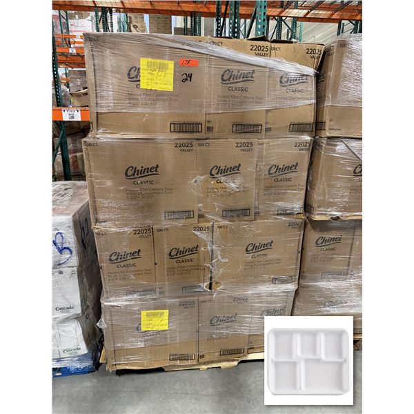 Qty 12,000 Chinet Classic 5-Compartment Trays, 8.5" x 10.5", White ($3,690.96 Retail)