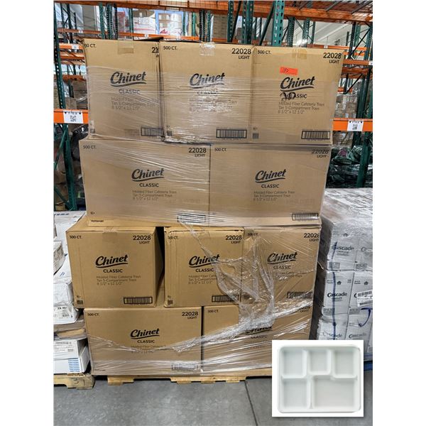 Qty 10,000 Chinet Classic Luau 5-Compartment Trays, 8.5" x 12.5" ($4,001.80 Retail)